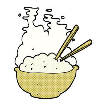 recommend clip art: cartoon bowl of hot rice