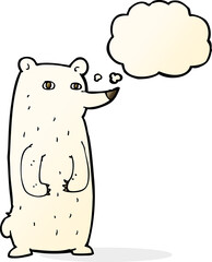funny cartoon polar bear with thought bubble