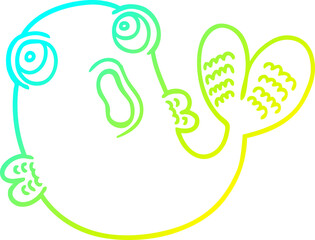 Fototapeta premium cold gradient line drawing cartoon fish