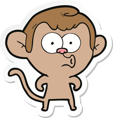 sticker of a cartoon hooting monkey