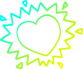 cold gradient line drawing cartoon love heart