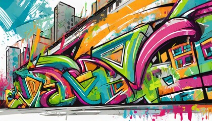 abstract background graffiti on building an illustration capturing the raw energy and creativity of graffiti art displayed in a banner design with an abstract background