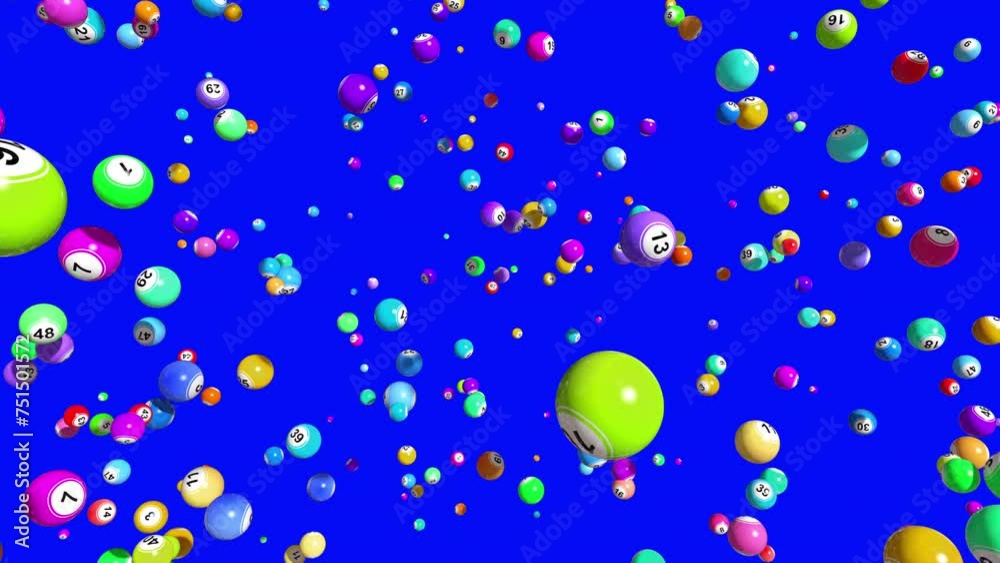 Wall mural three dimensional exploding bingo balls with alpha channel mask