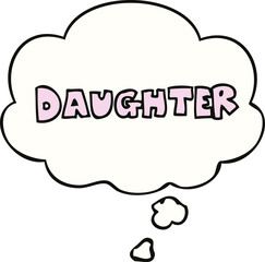 cartoon word daughter and thought bubble