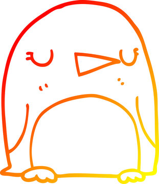 recommend clip art: warm gradient line drawing cartoon penguin