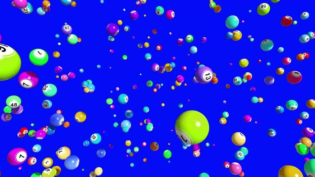 Three dimensional exploding bingo balls with alpha channel mask