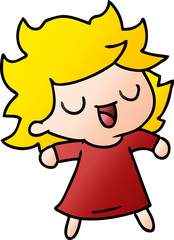 gradient cartoon of cute kawaii girl