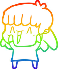 rainbow gradient line drawing cartoon woman