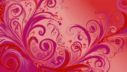 a colorful cheerful pink and red background with abstract swirls and shapes