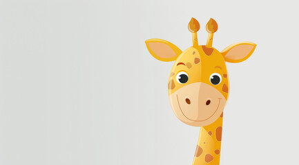 Obraz premium Giraffe, illustration and digital art of an animal isolated on a background for poster, post card or printing. Cute, creative and drawing of a cartoon character for wallpaper, canvas and decoration