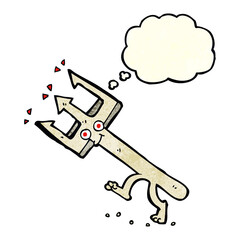 cartoon devil fork with thought bubble