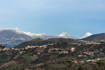 Fototapeta na wymiar Scenic view of snowcapped mountains against the sky in Setif, Algeria.