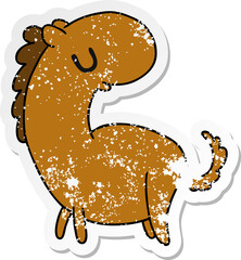 distressed sticker cartoon kawaii of a cute horse