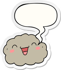 happy cartoon cloud and speech bubble sticker