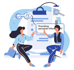Personal information vector illustration. Safeguarding personal information is shared responsibility among users and service providers Encryption plays vital role in securing sensitive personal data