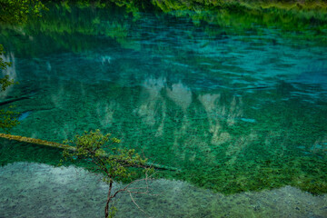 Jiuzhai Valley National Park Summer View in Sichuan Province, China