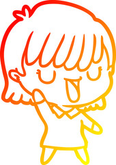 warm gradient line drawing cartoon woman