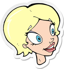 sticker of a cartoon pretty female face