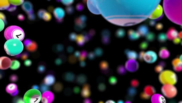 Three dimensional exploding bingo balls