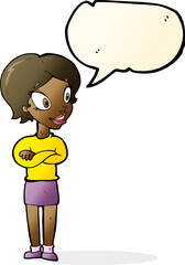 cartoon pretty woman with speech bubble
