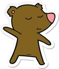 sticker of a happy cartoon bear