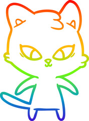 rainbow gradient line drawing cute cartoon cat