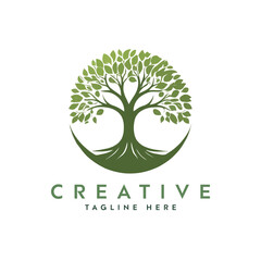 Obraz premium Creative artistic tree logo concept. eco friendly tree logo