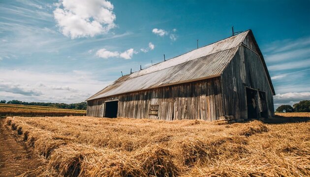 ai generated photography of a rustic barn and straw background