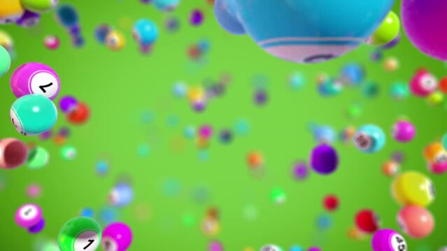 Three dimensional exploding bingo balls