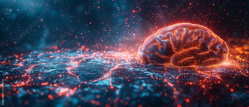 Poster ai (artificial intelligence). communication network concept.