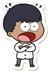 sticker of a cartoon shocked man