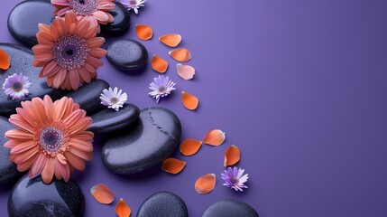 spa, wellness background in purple color - obrazy, fototapety, plakaty