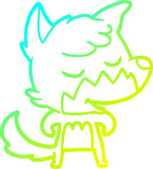 cold gradient line drawing friendly cartoon fox