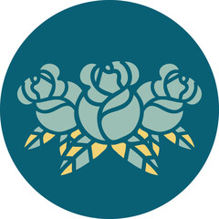 tattoo style icon of a bouquet of flowers