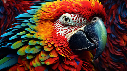 Artistic close up portrait of a parrot
