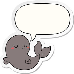 cute cartoon whale and speech bubble sticker