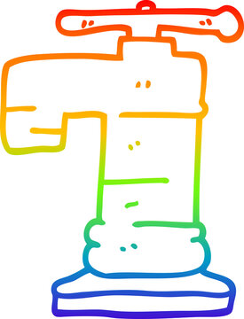 recommend clip art: rainbow gradient line drawing cartoon gold plated faucet
