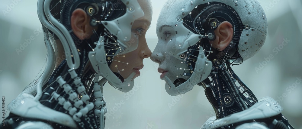 Poster An analysis and testing result of DNA by a doctor and medical assistant robot on modern virtual interface shows science and technology, innovation and future of medical healthcare.