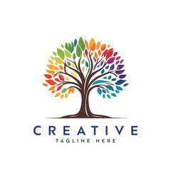 Obraz premium Creative artistic tree logo concept. eco friendly tree logo. Colorful leaf tree logo