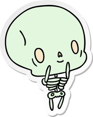 sticker cartoon kawaii cute dead skeleton