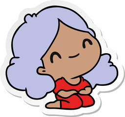 sticker cartoon of a cute kawaii girl