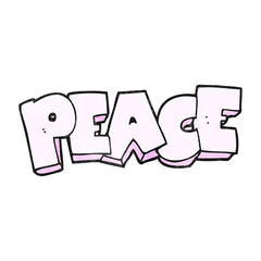 textured cartoon word peace