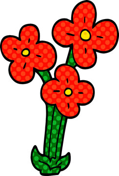 cartoon doodle bunch of flowers