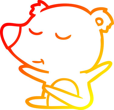recommend clip art: warm gradient line drawing happy cartoon bear
