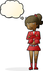 cartoon cool girl with thought bubble