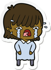 Obraz premium sticker of a cartoon girl crying