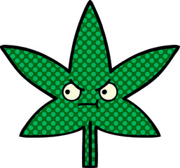 comic book style cartoon marijuana leaf