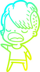cold gradient line drawing cartoon cool hipster girl talking