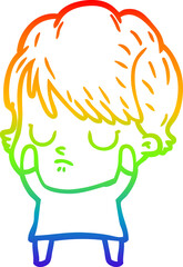 rainbow gradient line drawing cartoon woman