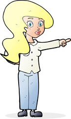 cartoon pretty woman pointing